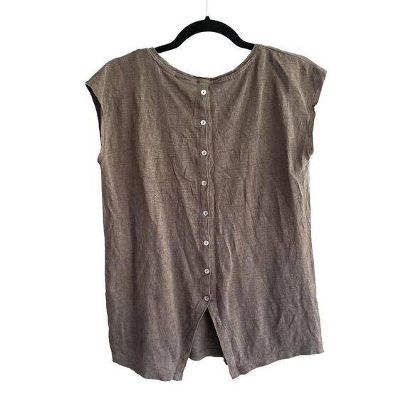 TAHARI Linen Sleeveless BlouseTank Top Olive Green M - Picture 1 of 4